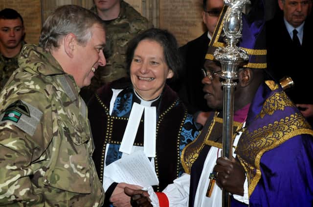 Prince Andrew with Dr John Sentamu, the then Archbishop of York, at a Yorkshire Regiment homecoming parade in 2012.