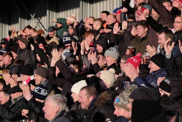 Scarborough Athletic fans cheer the 2-2 draw at home to FC United of Manchester

Photo by Richard Ponter