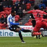 Sheffield Wednesday's Saido Berahino makes it 2-1 against Doncaster Rovers Picture: Jonathan Gawthorpe