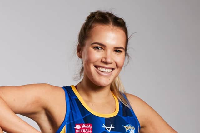 Leeds Rhinos’ new signing Sigi Burger made her debut in the win over Celtic Dragons. Picture: English Netball.