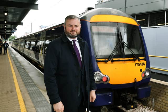 Transport Minister Andrew Stephenson during a previous visit to Leeds.