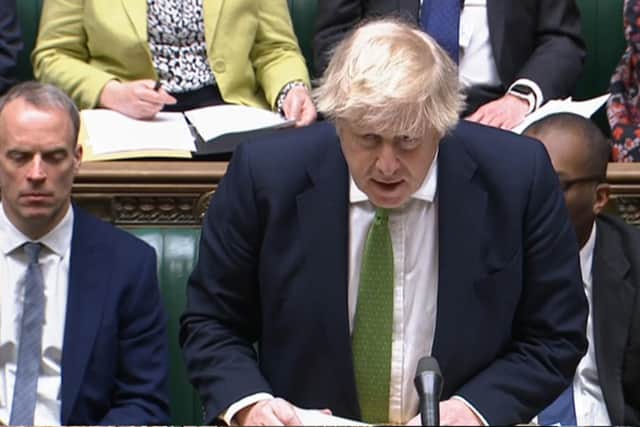 Boris Johnson updating MPs on the Ukraine crisis.