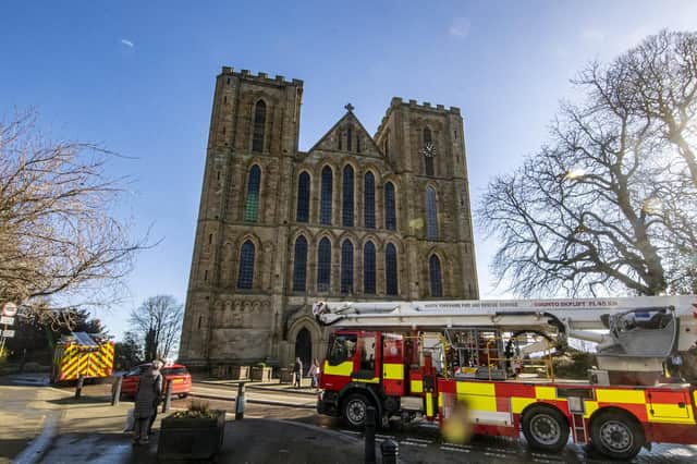 Fire crews at Ripon Cathedral