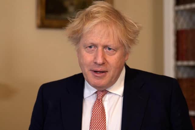 Prime Minister Boris Johnson speaking to camera in Downing Street, London, after a meeting of the Government's Cobra emergency committee to discuss latest developments regarding Ukraine.
