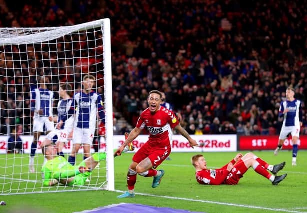 WIINER: Middlesbrough's Marcus Tavernier celebrates scoring his side's second goal of the game against West Brom. Picture:Richard Sellers/PA Wire.
