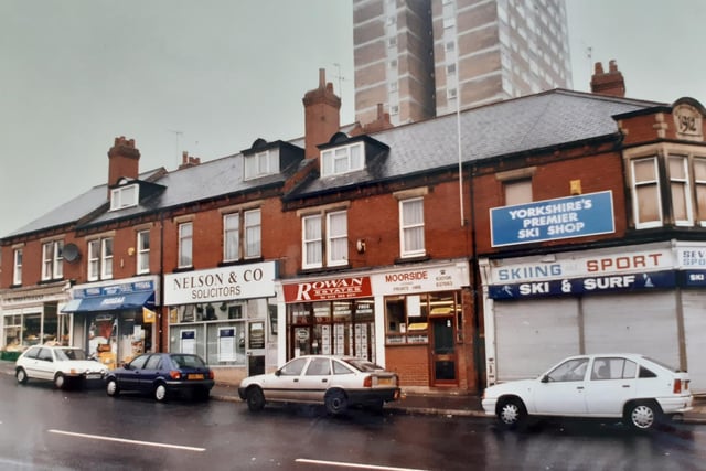 This shot of Armley Town Street was taken in October 1995 and shows, perhaps most surprisingly, a ski and surf shop on the edge of the city centre. All these shops are long gone and now replaced with a takeaway, off-licence and phone shop amongst others.