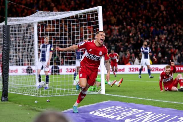 Middlesbrough's Marcus Tavernier celebrates scoring his side's second goal at the Riverside Stadium. Picture: Richard Sellers/PA
