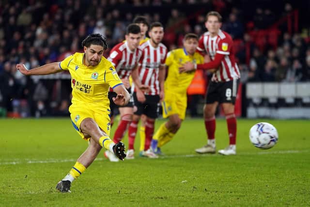 Blackburn Rovers' Reda Khadra misses from the penalty spot against Sheffield United (Picture: PA)