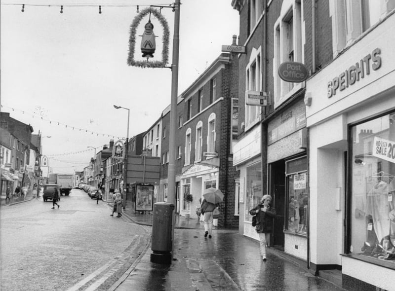 A wet looking lower part of Friargate, also taken around 1990. This part of Friargate was often not as busy as the top half