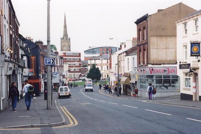 This time looking down Friargate towards what is now the Adelphi quarter. On the right the shops are all gone, demolished to make way for student housing, though the Sun Hotel pub is still trading