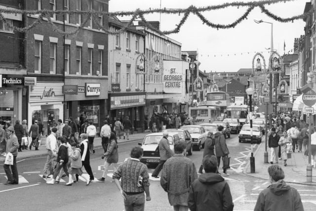 Another view of the Christmas shoppers on Friargate back in 1991