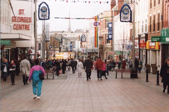 And this was the scene in 1992 - Friargate festooned with banners for Preston Guild 1992