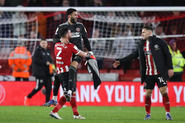 Sheffield United goalkeeper Wes Foderingham celebrates following the Sky Bet Championship match against Blackburn (Picture: Isaac Parkin / Sportimage)