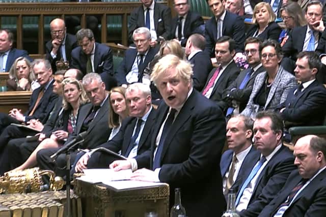 This was Boris Johnson briefing MPs on the Ukraine crisis on Thursday teatime.