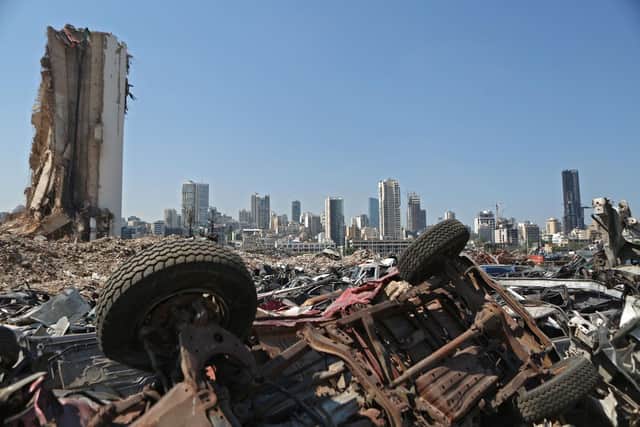 The scene in Beirut nearly a year after the blast. Photo: PATRICK BAZ/AFP via Getty Images
