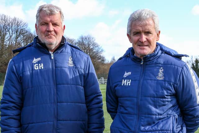 NEW FACES: Glyn Hodges, left, is the new assistant manager at Bradford following Mark Hughes's appointment yesterday, right. Picture: Bradford City AFC.