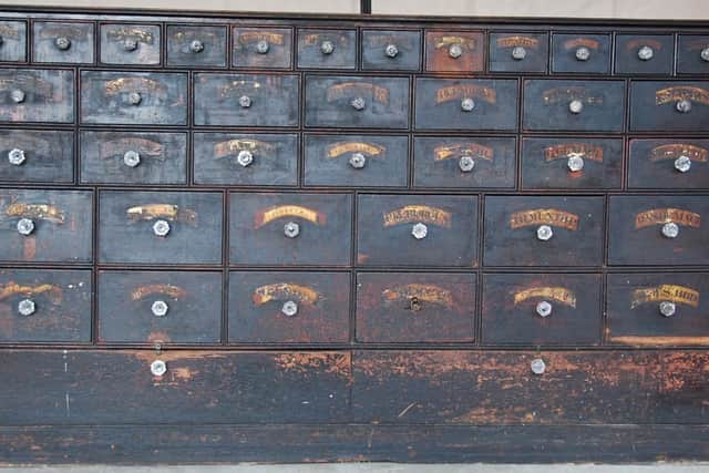 The 'drug drawers' of a Yorkshire pharmacy which is proving popular at auction.