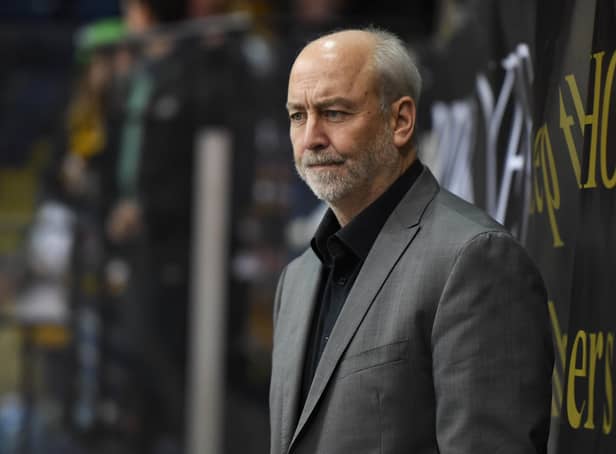 Dave Whistle, pictured on the Nottingham Panthers bench after being appointed assistant coach for the remainder of the season. Picture: Karl Denham/EIHL.