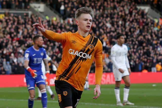 AT THE DOUBLE: Hull City's Keane Lewis-Potter. Picture: PA Wire.