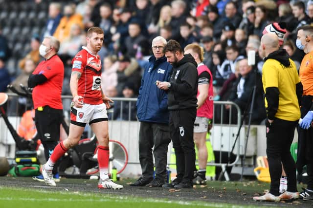 Salford's Marc Sneyd after being sin binned. Pictures: Will Palmer/SWpix.com