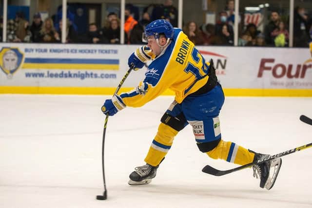 BIRTHDAY BASH: Kieran Brown posted a 2+3 display for Leeds Knights in the 8-5 win over Swindon Wildcats on Sunday night. Picture: Bruce Rollinson.