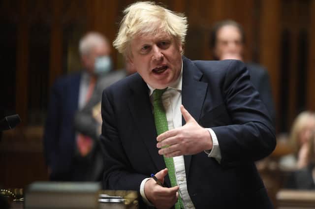 Boris Johnson speaking in the House of Commons over the Ukraine crisis.