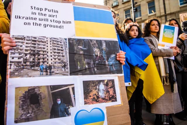 Ukrainians living in Sheffield held a peace vigil on Sunday - Yorkshire is renowned as a city of sanctuary. Photo: James Hardisty.