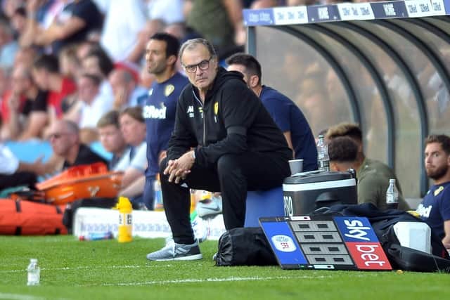 Leeds head coach Marcelo Bielsa in his first game in charge in August 2018, a 3-1 win over Stoke (Picture: Tony Johnson)