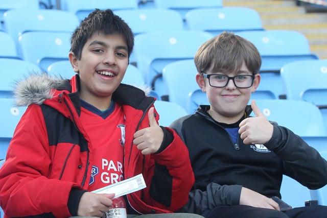 Two young PNE supporters at the Coventry game