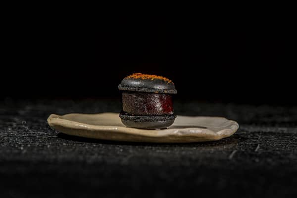 Boudin noir macaron with black walnut.