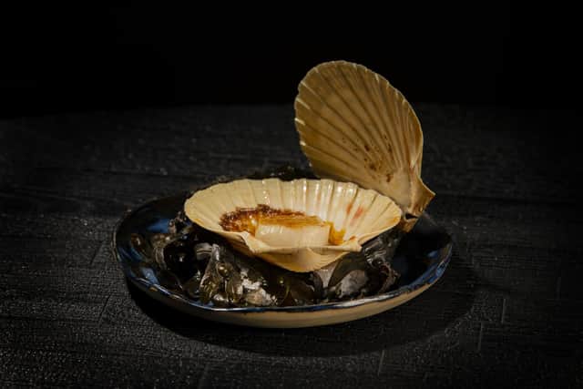 Hand dived Orkney scallop cooked 'a la ficelle' in sea urchin butter.