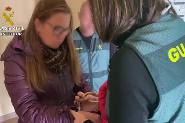 Photo issued by Guardia Civil of Sarah Panitzke, 47, from Fulford who has been on the run for nearly nine years amid accusations that she laundered £1 billion as part of a VAT fraud has been arrested while walking her dogs in Spain