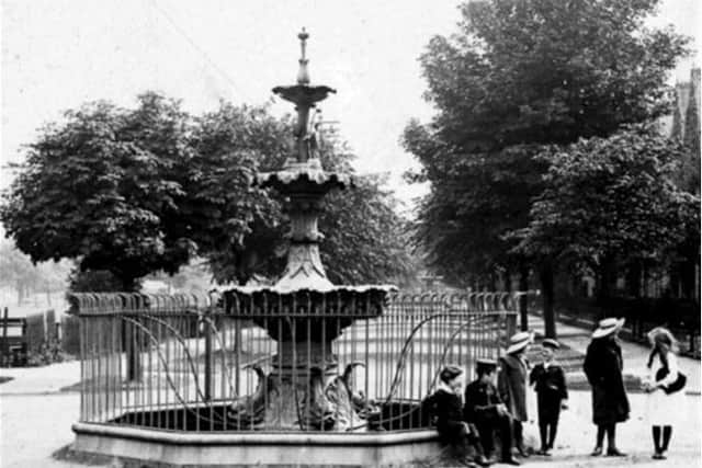 The fountain in 1904 surrounded by railings  Credit Paul Gibson