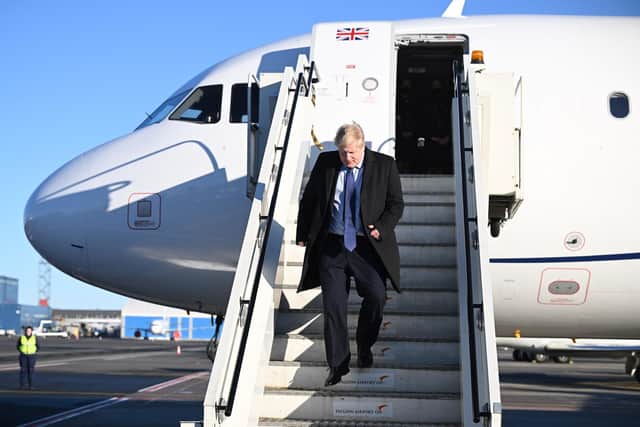Boris Johnson arriving in Poland.