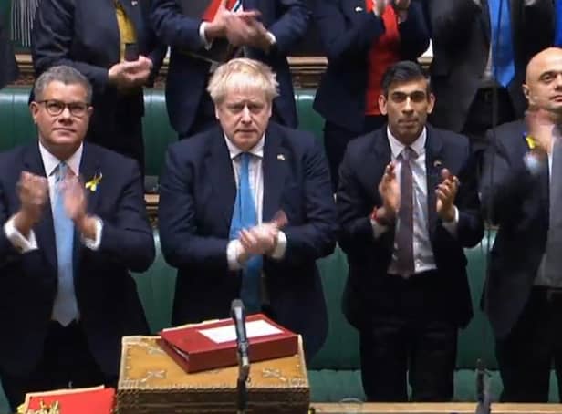 MPs in the House of Commons, London, give a standing ovation to Ambassador of Ukraine to the UK Vadym Prystaiko who was sitting in the public gallery.