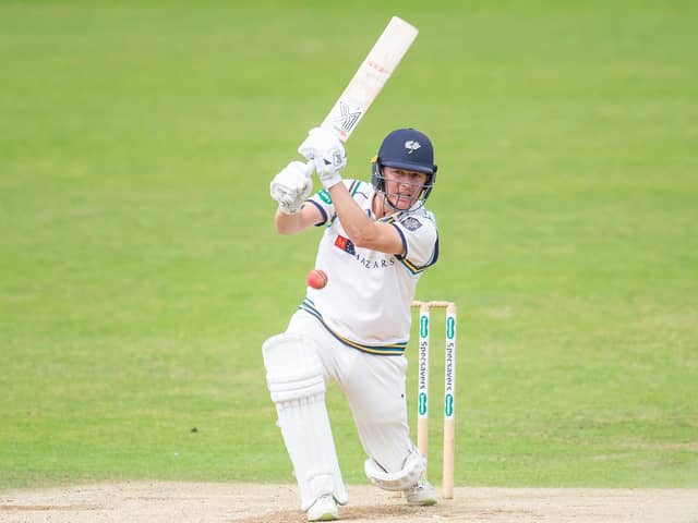 Yorkshire's Gary Ballance hits out against Essex in 2019. He has been given a second chance by Yorkshire despite his part in the Azeem Rafiq racism row (Picture: SWPix.com)