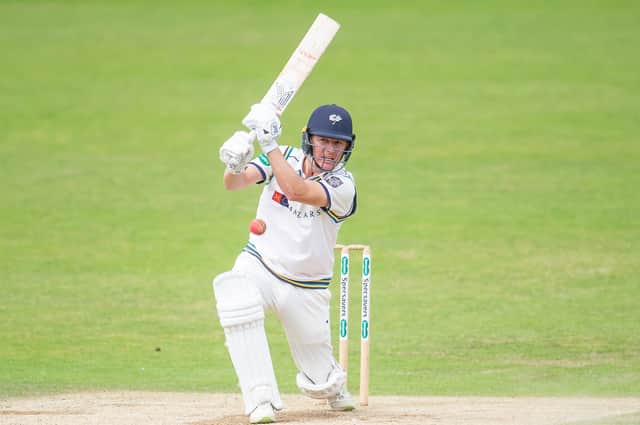 Yorkshire's Gary Ballance hits out against Essex in 2019. He has been given a second chance by Yorkshire despite his part in the Azeem Rafiq racism row (Picture: SWPix.com)