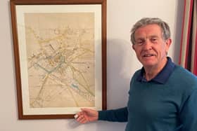 John Plaistowe is pictured at the arts centre with the map produced by Pocklington Home Guard in 1939.