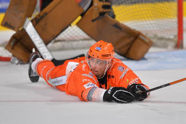 Daine Todd is likely to be out for the season after having an operation to mend his broken leg. Picture: Dean Woolley/EIHL.