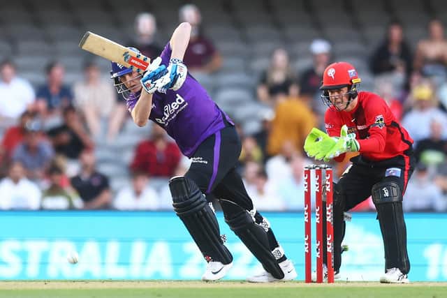 Harry Brook bats for the Hobart Hurricanes bats in the Big Bash against Melbourne Renegades. Picture: Mike Owen/Getty Images