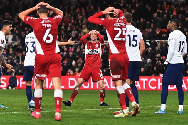 Missed opportunity for Jonny Howson during Middlesborough's win over Tottenham Hotspur. (Picture: Bruce Rollinson)