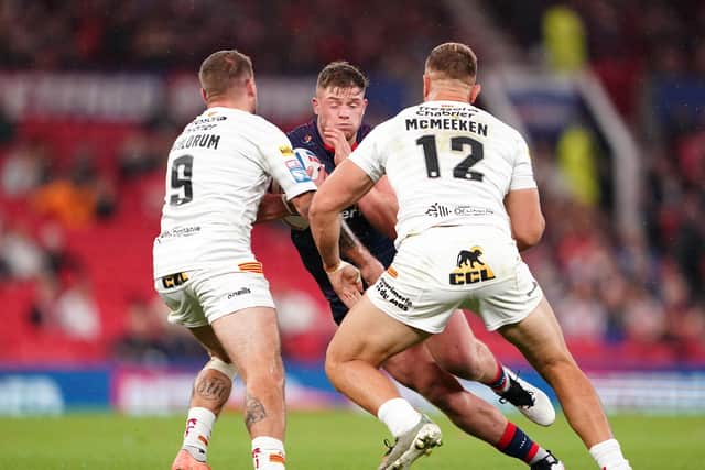 St Helens' Morgan Knowles (centre) is rated highly by opposite number Elliot Minchella. Picture: Zac Goodwin/PA