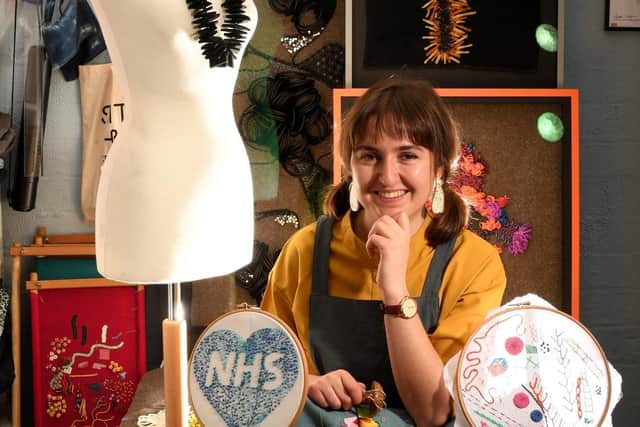 Embroidery Artist Elnaz Yazdani pictured in her studio in Leeds. Picture: Simon Hulme