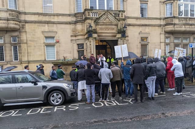 The protest took place yesterday lunchtime.