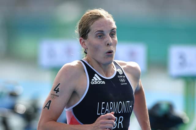 MOTIVATION: Jessica Learmonth in action during the mixed team triathlon relay where she won gold at the Tokyo 2020 Olympic Games. Picture: Leon Neal/Getty Images.