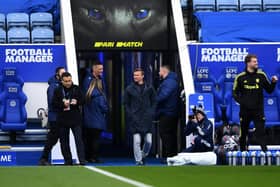 NEW MAN: Jesse Marsch walks out at Leicester CIty before his first game as Leeds United coach