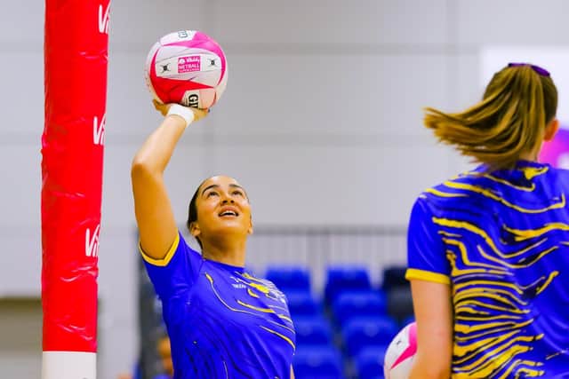 Brie Grierson of Leeds Rhinos during the Vitality Netball Super League match between Leeds Rhinos and Team Bath Netball at EIS, Sheffield, England (Picture: Ben Lumley)