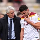 STAY POSITIVE: Bradford City manager Mark Hughes with striker Gareth Evans Picture: James Williamson - AMA/Getty Images