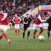 Dan Barlaser: Fires the Millers ahead from the penalty spot but they couldn’t hold on. (Picture: PA)
