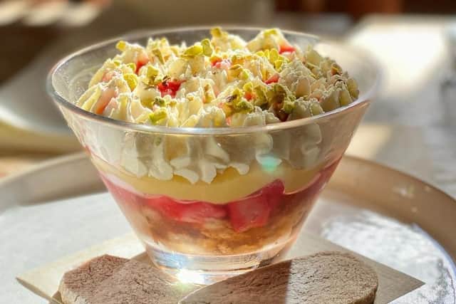 Yorkshire rhubarb trifle 
Picture Tim Green